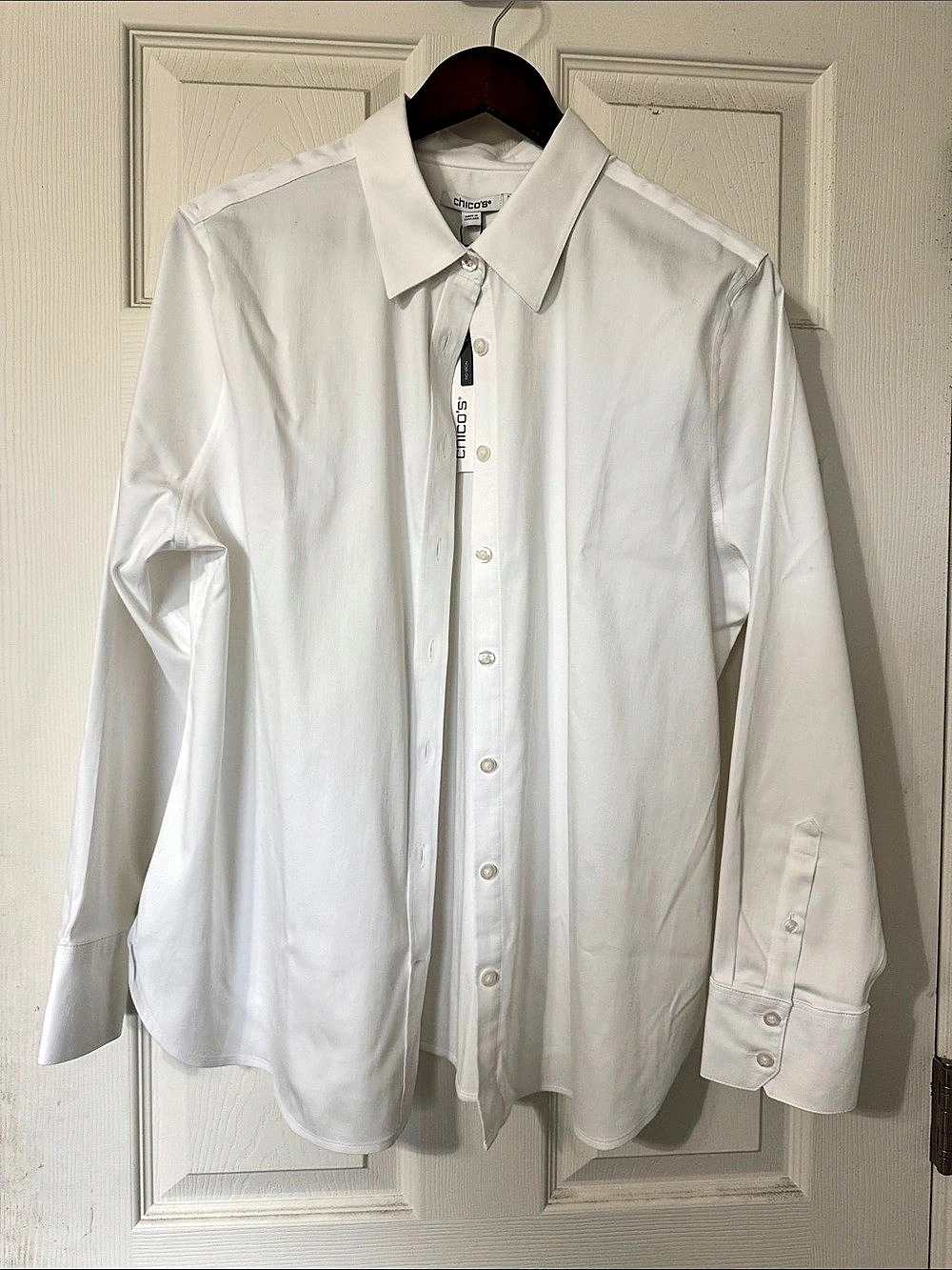 Chico's No Iron Stretch Shirt Button Down White XL NWT